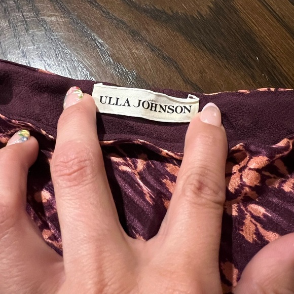 Ulla Johnson Enid Purple One Shoulder Blouse with Bow Cottagecore Prairie Silk - Picture 10 of 11